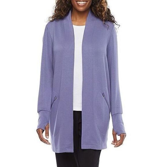 ✨Stylus Womens Long Sleeve Open Front Purple Sz XS Cardigan✨ - Picture 1 of 7